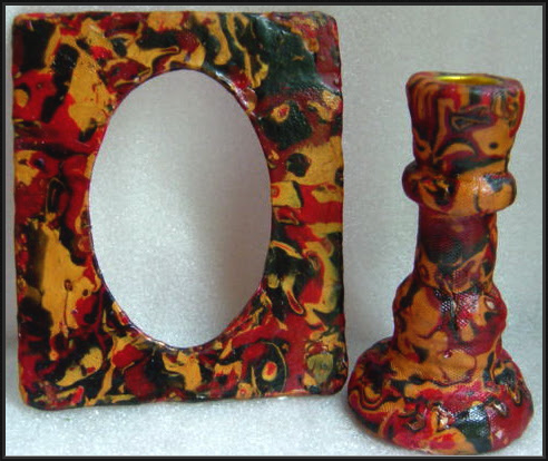 Frame & Candle Holder Set
In Mokume Gane Clay