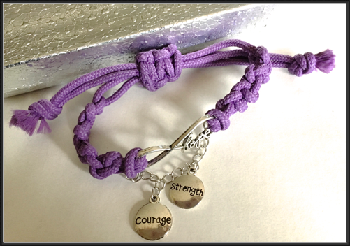 Adjustable Bracelet with Courage and Strength Charms